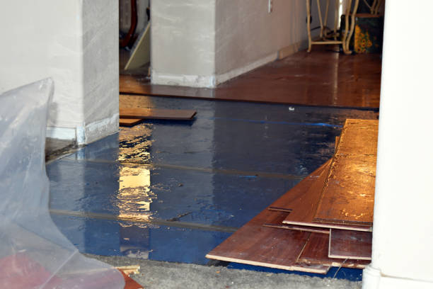 Professional Flood Damage Restoration technician working in Akron, IA